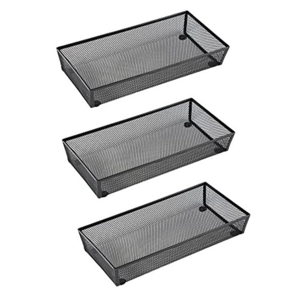 3 Pack Mesh Drawer Organizer Silverware Utensil Tray Kitchen Storage 12x6